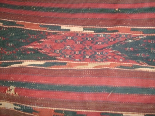 unusuel size of bochtze torkeman antiqe kilim  circa late 19.vag colors  100cm .105 aprox                 