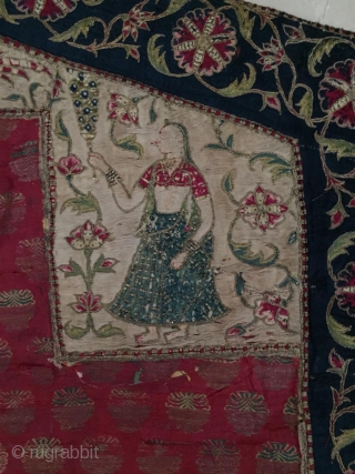 Antique mogul embroidery 18 century. beautiful colors                          