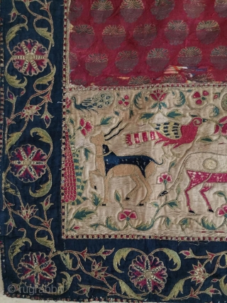 Antique mogul embroidery 18 century. beautiful colors                          