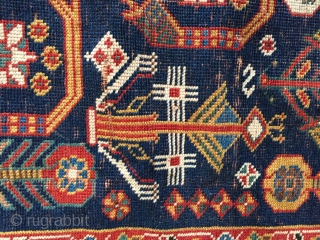 4-6x7-6 very fine antique  Afshar, Kurk wool signed and dated 
Some wear                    