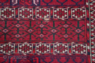 Tekke ensi. worn in some places, upper end missing a couple of cm.                    