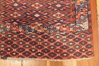 Turkoman . Central Asia 6'11x3'3 - Wool on wool . 130 years old.                    