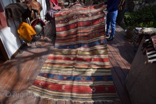 Central Anatolian Kilim mid 19 century beautifull colors. Size 435x157                       