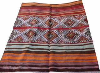 Antique Turkish Kilim.Good condition . Wool on wool . Malatya Cuval . 146x130 cm.                   