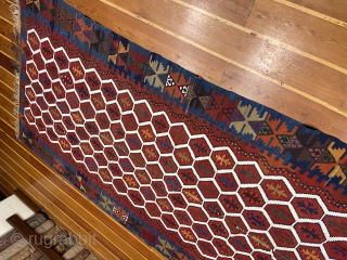 no2486 - Antique Reyhanlı Kilim . ca 1880 years old.Wool on wool . Central is Turkey.                 