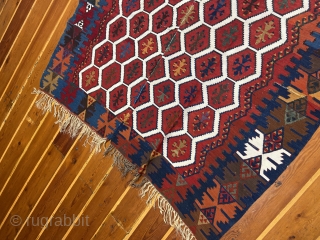 no2486 - Antique Reyhanlı Kilim . ca 1880 years old.Wool on wool . Central is Turkey.                 