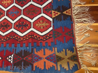 no2486 - Antique Reyhanlı Kilim . ca 1880 years old.Wool on wool . Central is Turkey.                 