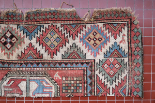 Rare, old and beautiful Karabagh rug fragment ( Approx. 130 cm. x 50 cm.)
Pictures speak louder than words...
Shipping worldwide at cost, don't hesitate to ask at ygissinger@yahoo.fr please.     