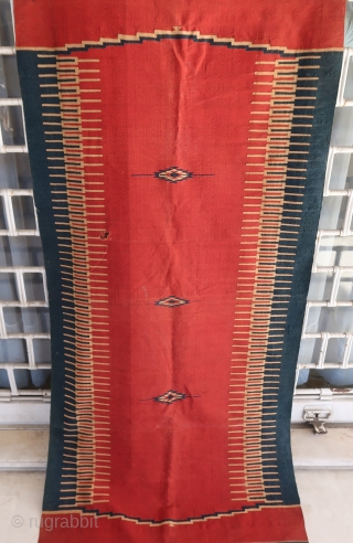 Fine, long and old Aleppo kilim (335 cm. x 85 cm.)
Full lenght, no wear, good colors, very fine, dusty as found, one hole visible on pics, in need of a good wash.
Shipping  ...