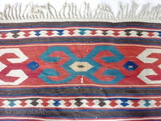 Beautiful Azerbaijan kilim, South East Caucasus, 19th c. (247 cm. x 188 cm / 8'1" x 6'2")                