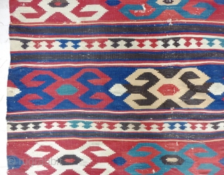 Beautiful Azerbaijan kilim, South East Caucasus, 19th c. (247 cm. x 188 cm / 8'1" x 6'2")                