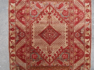 Old and decorative Kula rug with pastel tonalities (190 cm. x 130 cm.)
Rare pale colors. 
Alongside a large Ushak rug or simply in any modern or classic interior as a soft touch  ...