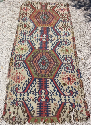 Central anatolian kilim fragment (270cmX120cm).                            