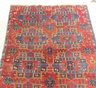 Rare and beautiful Caucasian Kuba carpet (284cm. x 162cm. / 9'3'' x 5'3''), Very nice design, with spaces making positive and negative repeated medallions. Pile medium to low with few little spots  ...