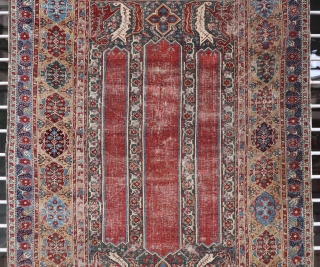 Antique west anatolian rug, 18th century, (216 cm. x 159 cm.) (7' 1" x 5' 3")
Museum piece, masterfully woven, complex border system, lazy lines and typical orange tinted warps, magnificient numerous dyes.
Good  ...