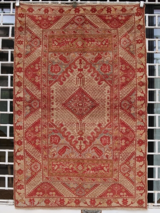 Old and decorative Kula rug with pastel tonalities (190 cm. x 130 cm.) Rare pale colors. Alongside a large Ushak rug or simply in any modern or classic interior as a soft  ...