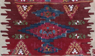 Old, fine and colorful small Reyhanli kilim from Anatolia (115 cm. x 82 cm.) Rare domestic weaving with wonderful dyes. Could make a great addition to a collection, or/and a unique and  ...