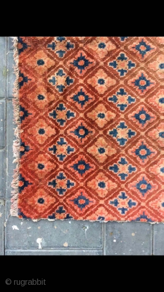 Chinese rug, it was produced in Suiyuan area. Red colour with full small flowers pattern. Good age and condition. Size 120*200cm(47*78”)            