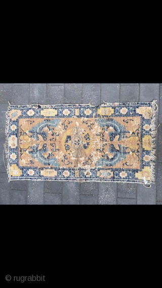 Chinese Ningxia rug, good age, In the middle of the Qing Dynasty,very nice dragon pattern. Size 121*65cm(47*25”)                