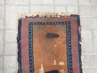 Tibetan rug, brown background with single group flower pattern, it was produced in Mid qing dynasty. Wool warp and weft. Size 75*150cm(29*58”)           