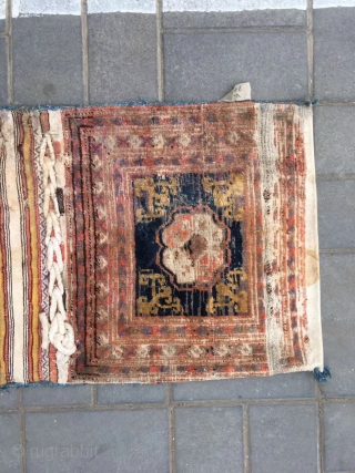 Xinjiang Khotan rug, it was produced in late Qing Dynasty. Size 57*135cm(22*52”)
                     