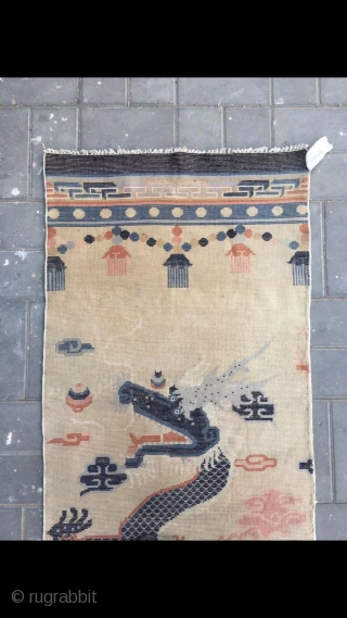 Chinese Baotou carpet, Pillar dragon veins, about Late Qing Dynasty, good age and condition, no any repair. Size 80*242cm(31*94”)              