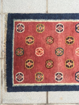 #2025 Tibet rug, red background with colorful ball pattern. Wool warp and weft,good age and quality.
Size 88*55cm(34*21")                