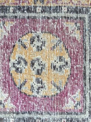 #2032 Tibet rug, camel background with single group  flower veins, flower and plants selvage. Good age and quality. Size 63*62cm(25*24")            