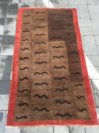 #2066 Tibet rug, brown background with tiger veins rug, red selvage. Good age and quality. Size 158*87cm(62*34")

rugrabbit note: this is a fake. Please only list authentic pieces or your account will be  ...