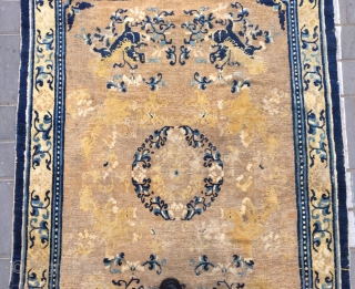 Chinese Ningxia rug, Eight lions, pattern, it was produced in early Qing Dynasty. Size 130*180cm(50*70”)                  