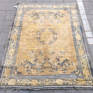 Chinese Ningxia rug, Eight lions, pattern, it was produced in early Qing Dynasty. Size 130*180cm(50*70”)                  