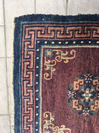 Tibet rug, very rare color, wool warp and weft, going age and condition. Size 150*78cm(58*30”)                  