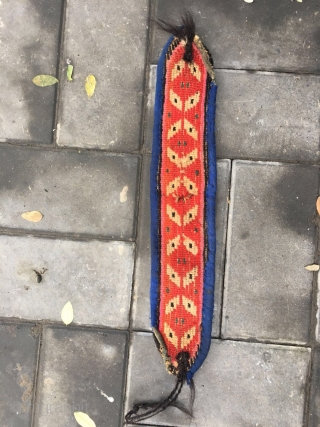 Tibetan wool belt, nice nature color, the middle hole is opened by tibetans for Mosaic jewelry.size 60*8cm                