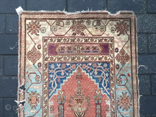 #1884 Xinjiang rug, It was produced in Khotan area in Xinjiang, a very nice Muslem pray rug, beautiful Muslem style flower veins, good age and quality.size 156*86cm(61*34'')      