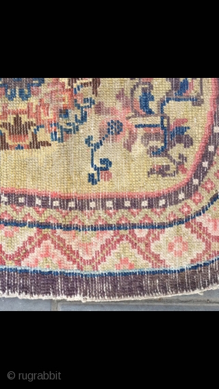 Chinese Ningxia horse saddle rug, nice yellow background with flowers pattern. About 150 years old. Good condition. Size 61*130cm (24*51”)             