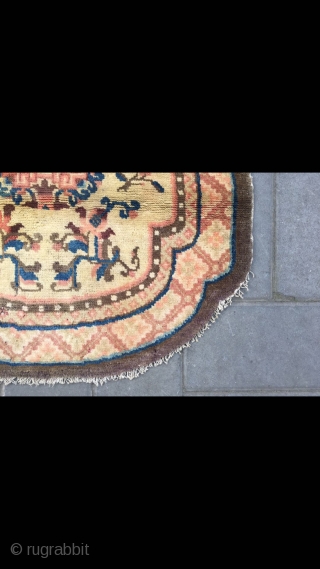 Chinese Ningxia horse saddle rug, nice yellow background with flowers pattern. About 150 years old. Good condition. Size 61*130cm (24*51”)             