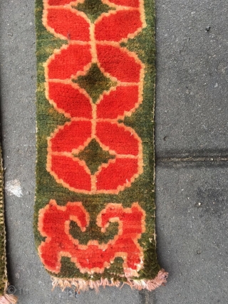 #1627 Tibet handicraft . Green background with red flower veins, It is the daily utensils of Tibetan nomads .a pair of items. size 70*10cm(27*4'')         