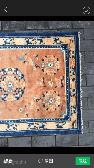 Ningxia rug, medallion flowers pattern. Good age and condition. Size 130*190cm(51*74”)                      