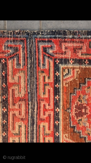 Tibet rug, three joined , red background with group flowers veins. Good age and condition. Size 68*190cm(27*74”)                