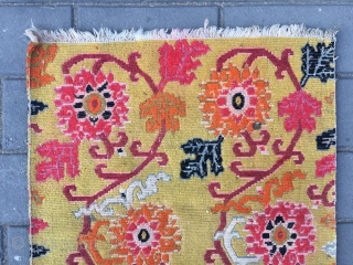 #2020 Tibet rug, yellow background with colorful lotus flowers. Size 76*63cm ( 30*25")                    