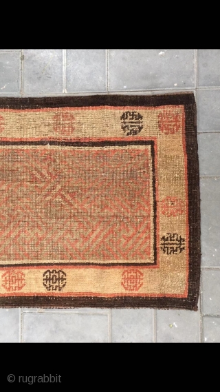 Xinjiang Khotan rug, it was produced in the  qing dynasty. Size 70*105cm ( 27*41”)                  