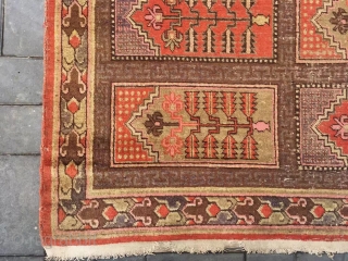 Xingjiang rug, it produced in  Xinjiang Khotan, Very rare Muslim worship rug  for worship. Good age and no any repair. Size 145*272cm(57*106”)         