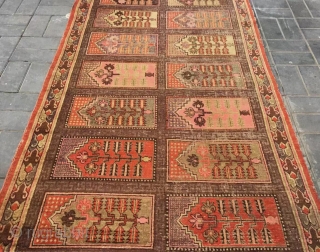 Xingjiang rug, it produced in  Xinjiang Khotan, Very rare Muslim worship rug  for worship. Good age and no any repair. Size 145*272cm(57*106”)         