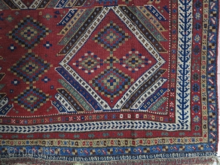 Beautiful Antique Qhashqhai Gabbeh Wool and Wool Age:about 130 years Natural Color 210 x 180 Good Condition Price Ask about this .           