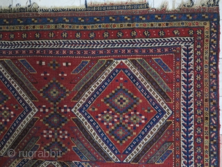 Beautiful Antique Qhashqhai Gabbeh Wool and Wool Age:about 130 years Natural Color 210 x 180 Good Condition Price Ask about this .           