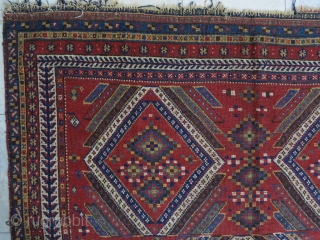 Beautiful Antique Qhashqhai Gabbeh Wool and Wool Age:about 130 years Natural Color 210 x 180 Good Condition Price Ask about this .           