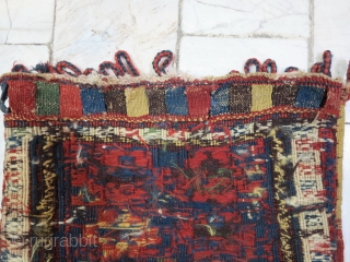 A Saveh Shahsavan TOubreh Sumac Wool on Wool Age about 100 years Natural Color .Size : 35 x 38              