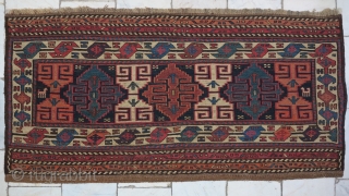A beautiful Gheydar Shahsavan Mafrash panel Soumac wool on wool age:120 years, size:46 x 94 it was repair Price:SOLD              