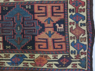 A beautiful Gheydar Shahsavan Mafrash panel Soumac wool on wool age:120 years, size:46 x 94 it was repair Price:SOLD              