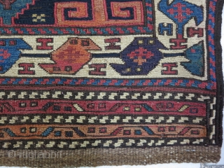 A beautiful Gheydar Shahsavan Mafrash panel Soumac wool on wool age:120 years, size:46 x 94 it was repair Price:SOLD              